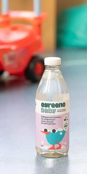Egreeno – Οικολογικά Καθαριστικά και Καλλυντικά για όλη την Οικογένεια Οικολογικό Βρεφικό Καθαριστικό δαπέδου και επιφανειών Egreeno Baby, με μαστιχόνερο, χωρίς άρωμα / 1L