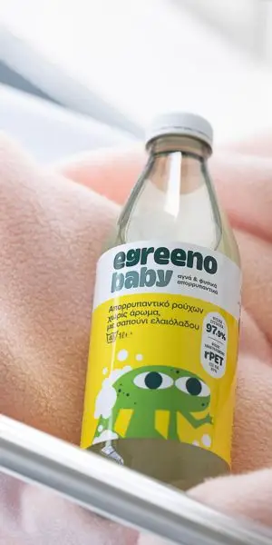 Egreeno – Οικολογικά Καθαριστικά και Καλλυντικά για όλη την Οικογένεια Οικολογικό Βρεφικό Απορρυπαντικό ρούχων Egreeno Baby, με σαπούνι ελαιόλαδου, χωρίς άρωμα / 1L (40 πλύσεις)