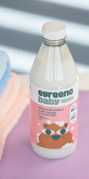 Egreeno – Οικολογικά Καθαριστικά και Καλλυντικά για όλη την Οικογένεια Οικολογικό Βρεφικό Μαλακτικό ρούχων Egreeno Baby, με λευκό ξύδι, χωρίς άρωμα / 1L (40 πλύσεις)